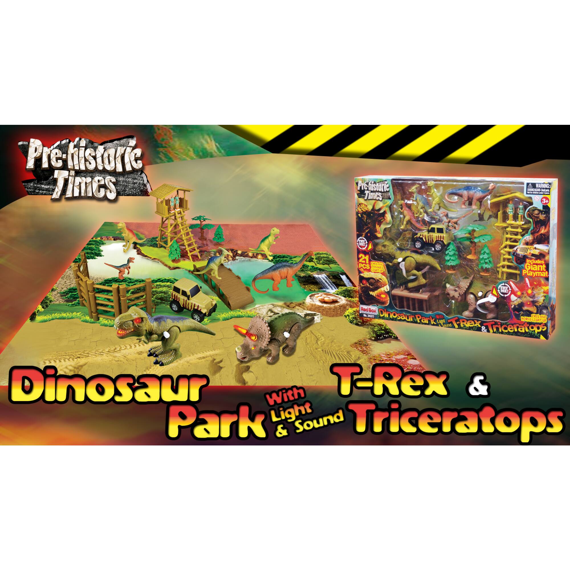 Red Box Toy® Dinosaur Park with Light & Sound T-Rex & Triceratops
